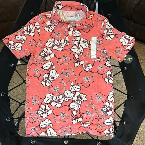 Goodfellow & Co Floral Polo Shirt - Red and White - Picture 1 of 4